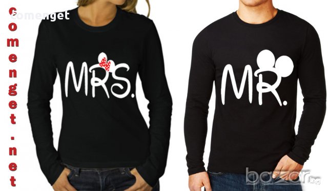 ЗА ВЛЮБЕНИ! MR & MRS LOVE блузи с MICKEY MOUSE принт! ПОРЪЧАЙ модел С ТВОЯ идея!, снимка 3 - Блузи с дълъг ръкав и пуловери - 8941086
