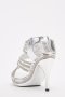 Нови, официални обувки на ток,сандали,бални, сребърни с диамантени ефекти - размер 39, снимка 8