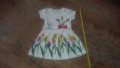 Детска рокля 3г 98см бяла на лалета памук