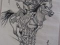 Картина Чингиз хан на кон върху оризова хартия от Монголия, снимка 7