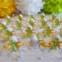 Ангелчета - подаръчета за погача на бебе - жълто и зелено, снимка 1 - Подаръци за кръщене - 23727701