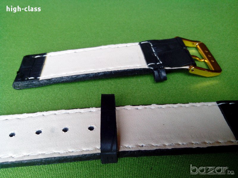  ЧИСТО НОВА КОЖЕНА КАИШКА ДЕБЕЛА КОЖА ЧЕРНА С ЧЕРЕН ШЕВ 24ММ., снимка 1