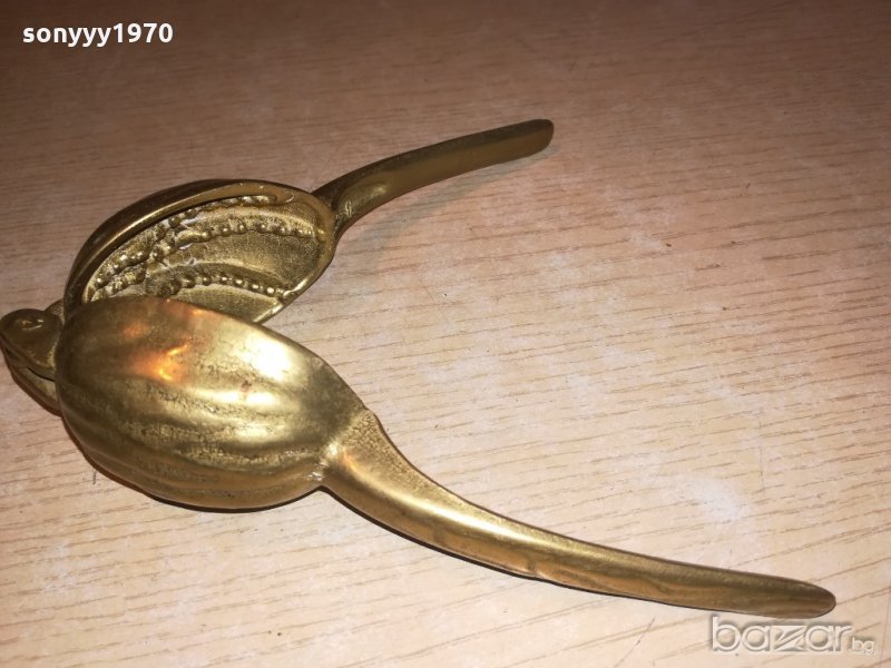 антика-масивна орехотрошачка-мед/месинг-17х5см-внос швеицария, снимка 1