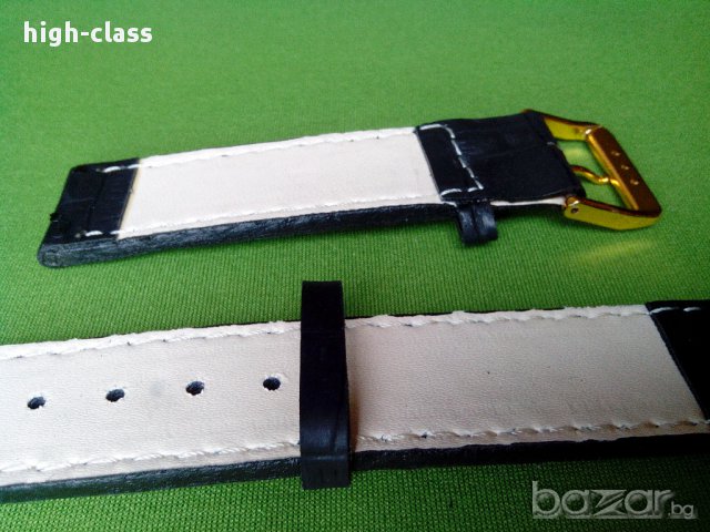  ЧИСТО НОВА КОЖЕНА КАИШКА ДЕБЕЛА КОЖА ЧЕРНА С ЧЕРЕН ШЕВ 24ММ., снимка 1