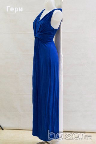 Елегантна синя дълга рокля с еластичен гръб марка Jadde, снимка 5 - Рокли - 18048912