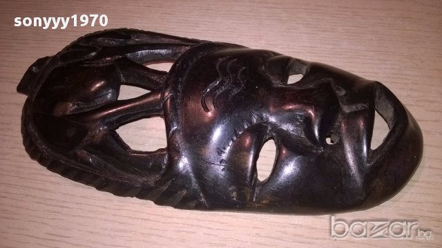 Африканска стара маска-дърво-21х11см-внос швеицария, снимка 2 - Антикварни и старинни предмети - 17307609