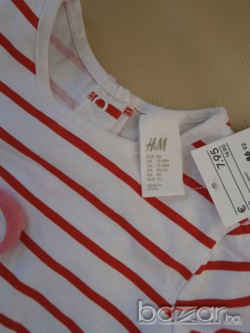 Ефектна детска тениска за момиче Н&м, размер 86, нова , снимка 2 - Бебешки блузки - 7853307