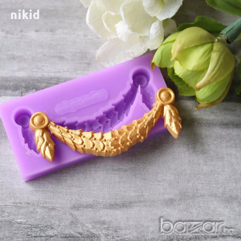 единично въже с пискюли и пандели орнаменти борд ограда украса за торта силиконов молд фондан декора