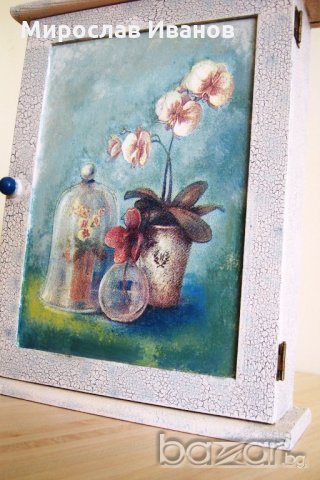 дървена ретро кутия за ключове, снимка 1