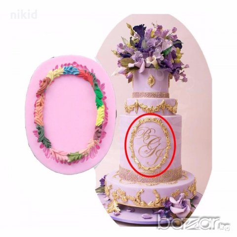 тънка овална рамка огледало силиконов молд форма декорация и украса фондан шоколад тесто торта и др