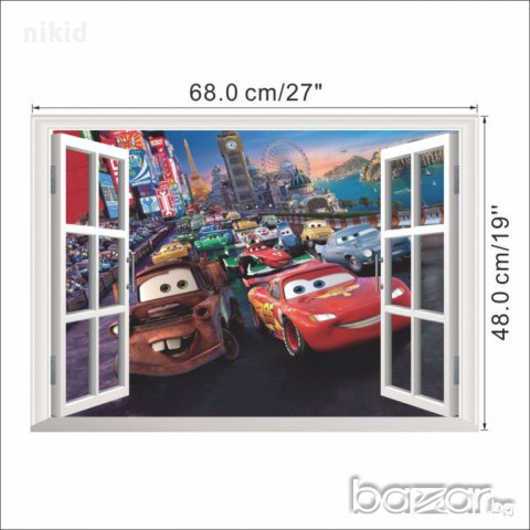 3D рамка прозорец колите маккуин макуин cars стикер постер за стена лепенка декорация