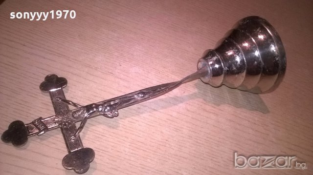 красив метален кръст с основа-26х11см-внос швеицария, снимка 3 - Колекции - 19499615