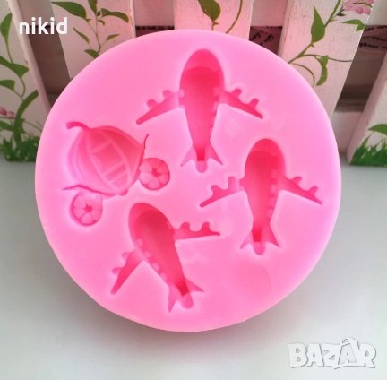 Малък самолет и каляска силиконов молд за фондан украса торта декорация мъфин шоколад