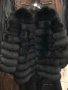 Дамско елегантно палто от лисица със свалящи се ръкави и дължина черно, снимка 1 - Палта, манта - 20239528