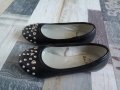 Черни кожени балеринки с капси , снимка 1 - Детски обувки - 26155640