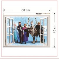 3D стикер лепенка за стена всички герои прозорец ледено замръзналото кралство Анна Олаф Свен frozen, снимка 1 - Други - 24129205