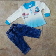 Комплект блуза с дънки, снимка 1 - Комплекти за бебе - 17560320
