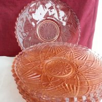   стъклени чинии цветно розово стъкло , снимка 4 - Антикварни и старинни предмети - 19926885