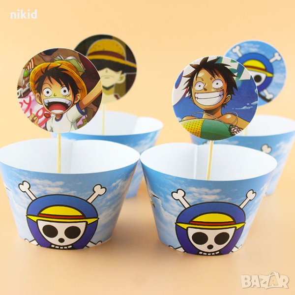 One Piece 12 бр топера топери и кошнички украса декорация за мъфини кексчета, снимка 1
