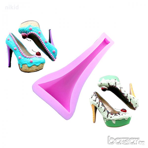 3D дамски XXL супер висок ток за обувка силиконов молд декорация украса фондан торта мъфини и др, снимка 1