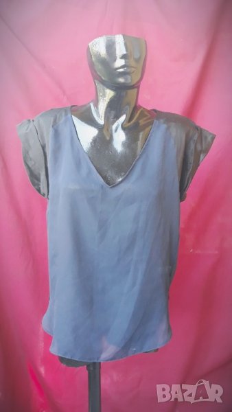 Черно-тъмно синя тениска шифон ХЛ, снимка 1