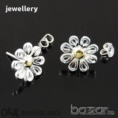 Обеци с винтчета със сребърно покритие 925-мод.44, снимка 1