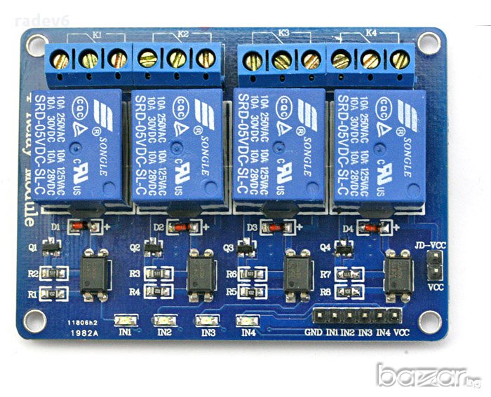 Релеен модул с четири релета, 5V, Ардуино / Arduino, снимка 1