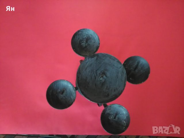 Английски Стар Ретро Метален Свещник-5 Свещи-39см, снимка 3 - Антикварни и старинни предмети - 24254822