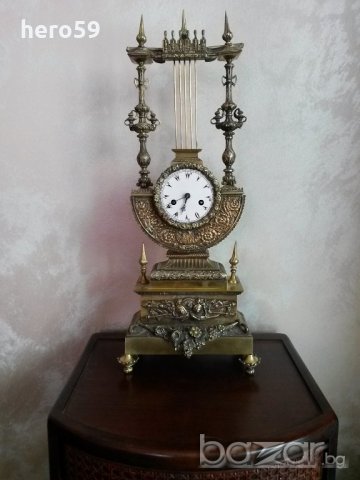 Много рядък Турски бронзов каминен  часовник/Ottoman Turkich Clock/, снимка 1