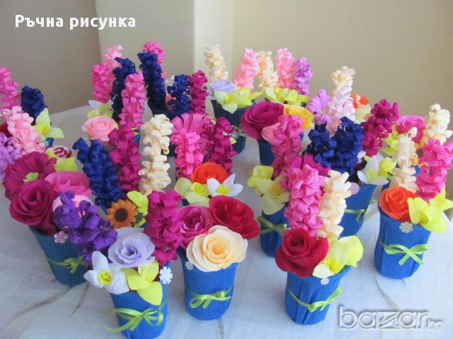 Ръчно изработени цветя от хартия, снимка 1 - Декорация за дома - 16922495