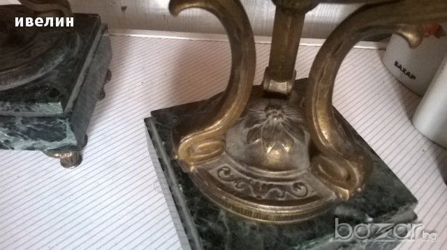 две стари декорации за камина от метал и мрамор, снимка 5 - Антикварни и старинни предмети - 15320965