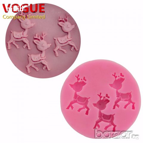 3 еленчета елени елен силиконова форма молд за украса декор торта с шоколад фондан и др