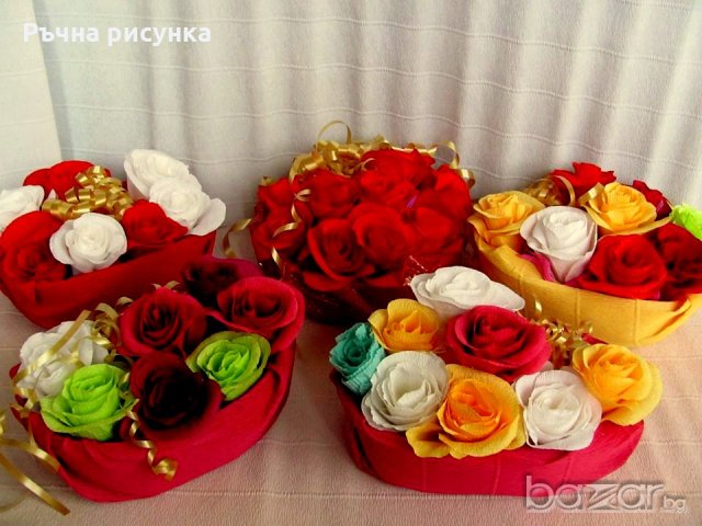 Панерчета с цветя от хартия, снимка 1 - Декорация за дома - 19626053