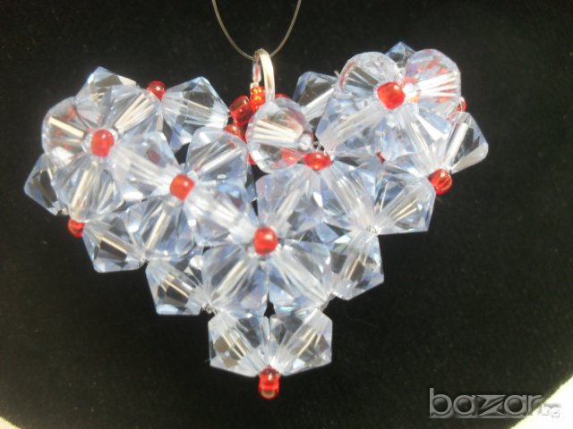 Сърце с кристали Сваровски 003, снимка 3 - Колиета, медальони, синджири - 7419596