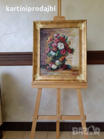 Маслена картина "Ваза с цветя" италиански художник , снимка 13 - Картини - 22853606