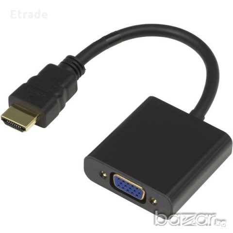 Кабел HDMI към VGA HD 1080p с аудио и без аудио изход, снимка 2 - Плейъри, домашно кино, прожектори - 10670174