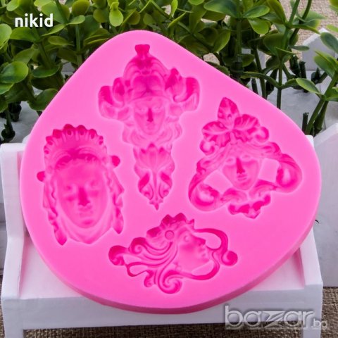 4 Буда лица маски същества брошка силиконов молд форма декорация украса, снимка 2 - Форми - 20497330