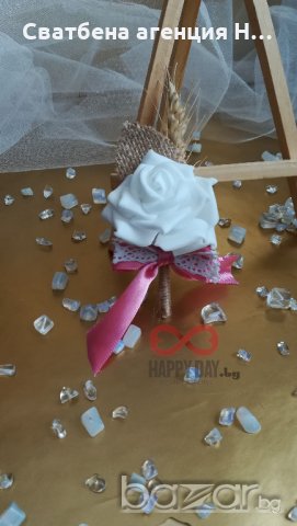 Сватбена бутониера за ревер Амелия, снимка 2 - Сватбени аксесоари - 21060948