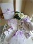 Комплект за кръщене в лилаво с кръстче, снимка 1 - Подаръци за кръщене - 16209824