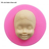 3D детско лице глава момиче  силиконов молд форма декорация торта фондан шоколад и др., снимка 1 - Форми - 20610069