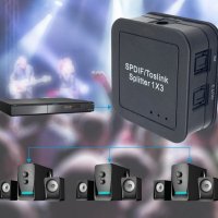 1X3 SPDIF Splitter TOSLINK Оптичен Сплитер Разпределител на Цифрово Оптично Аудио 1x Вход 3x Изхода, снимка 1 - Ресийвъри, усилватели, смесителни пултове - 20386295