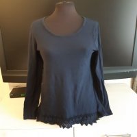 Син дамски тънък пуловер с дантела - размер М, снимка 1 - Блузи с дълъг ръкав и пуловери - 23464243