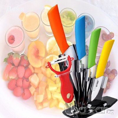 1179 Изцяло керамични ножове+белачка и стойка, снимка 1