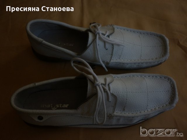 Дамски бели мокасини Мат Стар, снимка 3 - Дамски ежедневни обувки - 19106971
