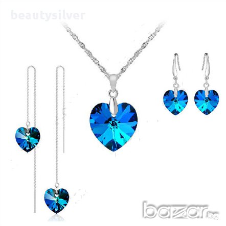 Сребърни колие и обеци Вселена 3части, код 0577