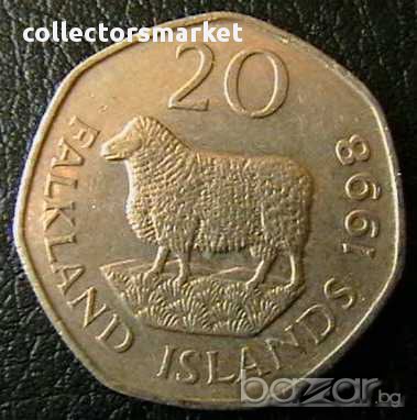 20 пенса 1998, Фолкландски острови, снимка 1 - Нумизматика и бонистика - 12397764