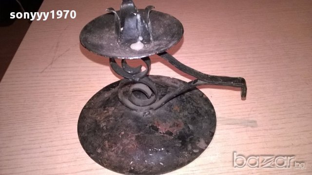 Метален свещник-17х13см, снимка 4 - Антикварни и старинни предмети - 17448696