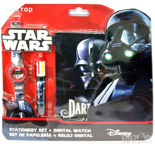Star Wars подаръчен комплект- часовник, тефтер и химикал с 6 цвята., снимка 3 - Детски - 25432277