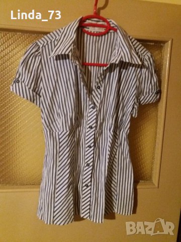 Дам.риза-"ORSAY"-/памук+полиестер+ликра/-бяло+синьо-райе. Закупена от Германия., снимка 1 - Ризи - 21946008