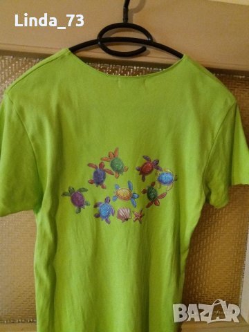 Дам.тениска-"100% Girls"-/памук/-гущерово зелена. Закупена от Италия., снимка 5 - Тениски - 21961913